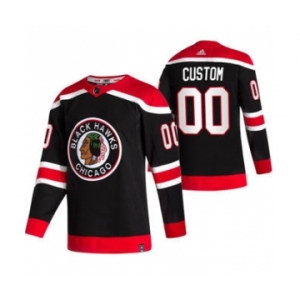 Men's Chicago Blackhawks Custom Black 2020-21 Reverse Retro Alternate Hockey Jersey