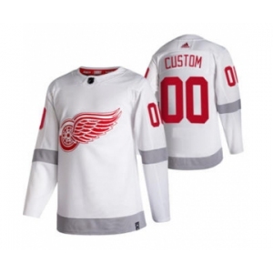 Men's Detroit Red Wings Custom White 2020-21 Reverse Retro Alternate Hockey Jersey