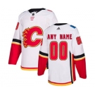 Men's Flames Personalized White Road Hockey Jersey