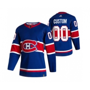 Men's Montreal Canadiens Custom Blue 2020-21 Reverse Retro Alternate Hockey Jersey