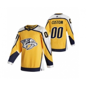 Men's Nashville Predators Custom Yellow 2020-21 Reverse Retro Alternate Hockey Jersey