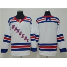 Men's New York Rangers Customized White Road Stitched Hockey Jersey