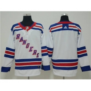 Men's New York Rangers Customized White Road Stitched Hockey Jersey