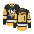 Men's Reebok Pittsburgh Penguins Customized Authentic Black-Gold Third NHL Jersey