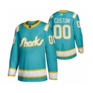 Men's San Jose Sharks Custom 2020 Throwback Authentic Player Hockey Jersey Teal