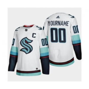 Men's Seattle Kraken Custom 2021-22 White Away Authentic Stitched Hockey Jersey