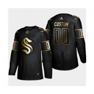 Men's Seattle Kraken Custom Black Golden Edition Limited Stitched Hockey Jersey