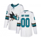 Men's Sharks Personalized White Road Hockey Jersey