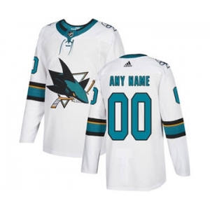 Men's Sharks Personalized White Road Hockey Jersey