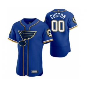 Men's St. Louis Blues Custom 2020 Hockey x Baseball Crossover Edition Baseball Jersey Blue