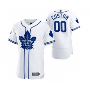 Men's Toronto Maple Leafs Custom 2020 Hockey x Baseball Crossover Edition Baseball Jersey White