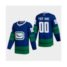 Men's Vancouver Canucks Custom 2020-21 Authentic Player Alternate Stitched Hockey Jersey Blue