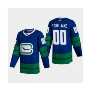 Men's Vancouver Canucks Custom 2020-21 Authentic Player Alternate Stitched Hockey Jersey Blue