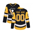 Women's Adidas Pittsburgh Penguins Customized Authentic Black Home NHL Jersey