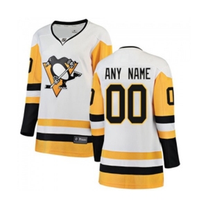 Women's Pittsburgh Penguins Customized Authentic White Away Fanatics Branded Breakaway NHL Jersey