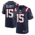 Men New England Patriots #15 Ezekiel Elliott 2023 Navy Game Jersey