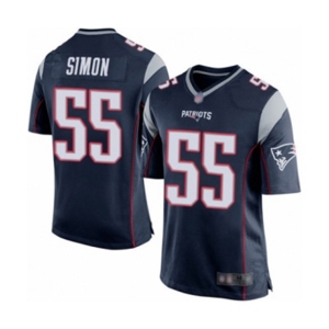 Men's New England Patriots #55 John Simon Game Navy Blue Team Color Football Jersey