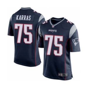 Men's New England Patriots #75 Ted Karras Game Navy Blue Team Color Football Jersey