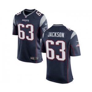 Men's Nike New England Patriots #63 Tre Jackson Game Navy Blue Team Color NFL Jersey