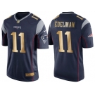 Nike New England Patriots #11 Julian Edelman Navy Blue Men's NFL Game 2016 Christmas Golden Edition Jersey