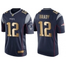 Nike New England Patriots #12 Tom Brady Navy Blue Men's NFL Game 2016 Christmas Golden Edition Jersey