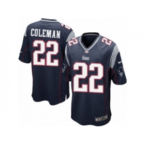 Men's Nike New England Patriots #22 Justin Coleman Game Navy Blue Team Color NFL Jersey