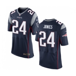 Men's Nike New England Patriots #24 Cyrus Jones Elite Navy Blue Team Color NFL Jersey