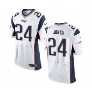 Men's Nike New England Patriots #24 Cyrus Jones Elite White NFL Jersey
