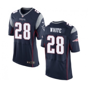Men's Nike New England Patriots #28 James White Elite Navy Blue Team Color NFL Jersey