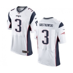 Men's Nike New England Patriots #3 Stephen Gostkowski Elite White NFL Jersey