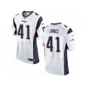 Men's Nike New England Patriots #41 Cyrus Jones Elite White NFL Jersey