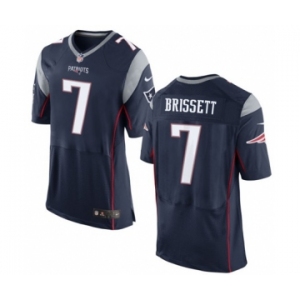 Men's Nike New England Patriots #7 Jacoby Brissett Elite Navy Blue Team Color NFL Jersey