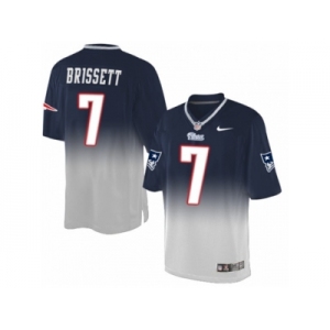 Men's Nike New England Patriots #7 Jacoby Brissett Elite Navy Grey Fadeaway NFL Jersey