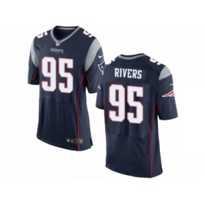 Men's Nike New England Patriots #95 Derek Rivers Elite Navy Blue Team Color NFL Jersey