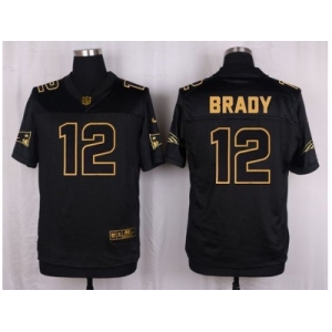 Nike New England Patriots #12 Tom Brady Black Pro Line Gold Collection Jersey[Elite]