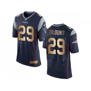 Nike New England Patriots #29 LeGarrette Blount Navy Blue Team Color Men's Stitched NFL New Elite Gold Jersey