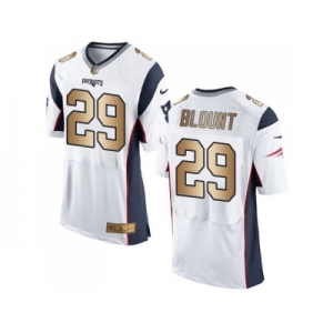 Nike New England Patriots #29 LeGarrette Blount White Men's Stitched NFL New Elite Gold Jersey