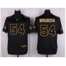 Nike New England Patriots #54 Tedy Bruschi Black Pro Line Gold Collection Jersey[Elite]