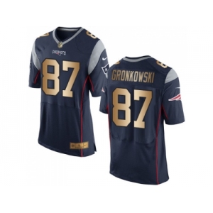 Nike New England Patriots #87 Rob Gronkowski Navy Blue Team Color Men's Stitched NFL New Elite Gold Jersey