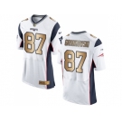 Nike New England Patriots #87 Rob Gronkowski White Men's Stitched NFL New Elite Gold Jersey