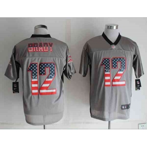 nike nfl jerseys new england patriots #12 brady grey[Elite USA flag fashion shadow]