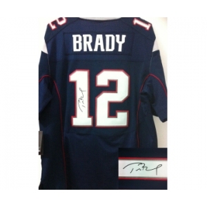 nike nfl jerseys new england patriots #12 tom brady blue[Elite signature]
