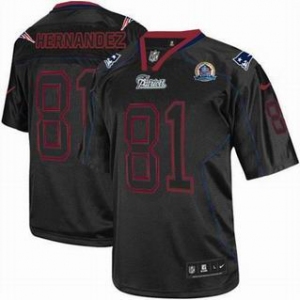 nike nfl jerseys new england patriots #81 hernandez black[Elite lights out 50th Patch]