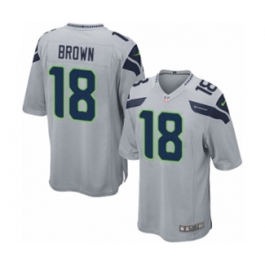 Men's Nike Seattle Seahawks #18 Jaron Brown Game Grey Alternate NFL Jersey