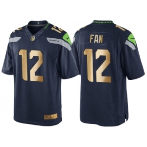Nike Seattle Seahawks #12 12th Fan 2016 Christmas Navy Golden Men's NFL Game Special Edition Jersey