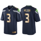 Nike Seattle Seahawks #3 Russell Wilson 2016 Christmas Navy Golden Men's NFL Game Special Edition Jersey