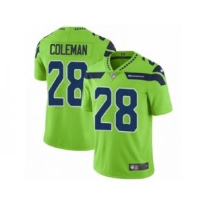 Men Nike Seattle Seahawks #28 Justin Coleman Elite Green Rush Vapor Untouchable NFL Jersey