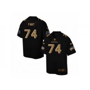 Men's Nike Seattle Seahawks #74 George Fant Elite Black Pro Line Gold Collection NFL Jersey