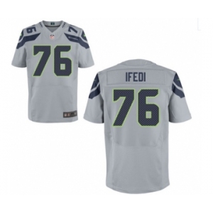Men's Nike Seattle Seahawks #76 Germain Ifedi Elite Grey NFL Jersey
