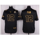 Nike Seattle Seahawks #12 Fan Black Pro Line Gold Collection Jersey[Elite]